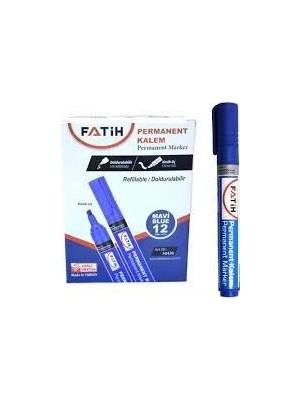 Fatih Permanent Markör Kalem Kesik Uç Mavi 34430 (12 Li Paket)