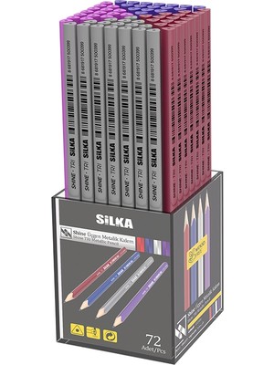 Silka Kaly Metalik Üçgen Kurşun Kalem 72 Adet 4 Renkli Set Ofis ve Okul Kullanımı İçin