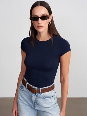 Dilvin 32761 Bisiklet Yaka T-Shirt-K.lacivert