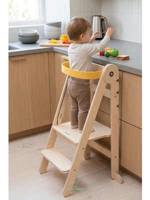 Mamatoyz Fold Öğrenme Kulesi Sarıkuş - Katlanır Öğrenme Kulesi - Katlanabilir Mutfak Yardımcısı Sarıkuş