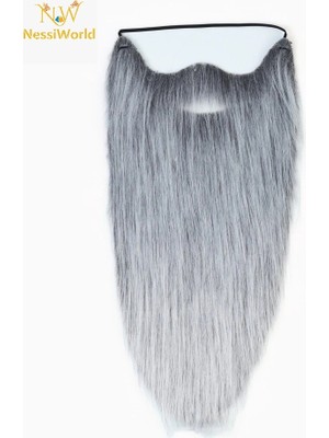 Luord-Store Gri Renk Lastikli Uzun Takma Sakal 40 cm