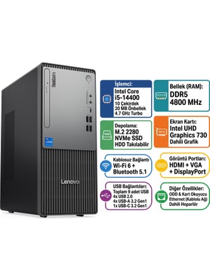 Lenovo Thinkcentre Neo 50T Gen 5 I5-14400 16GB 1tb SSD Windows 11 Pro Masaüstü Bilgisayar 12UD002CTR 011