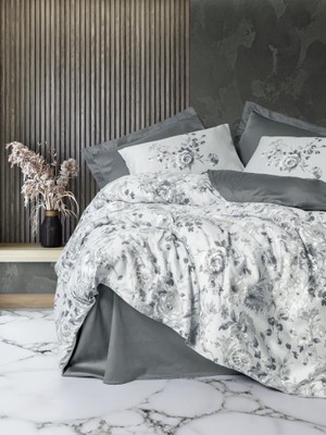 Luord-Store Moale Gri Saten Nev Takımı Çift Kişilik