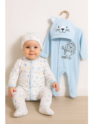 Luord-Store Mini Jungle Aslan Desenli Erkek Bebek 4'lü Tulum Seti