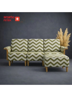 Smarto Relax Modüler Köşe Koltuk Takımı 270 cm (3’lü Koltuk + Puf) – Kolçaklı, Ahşap Iskelet, Polyester Kumaş, Ahşap Ayaklı – 4 Renk