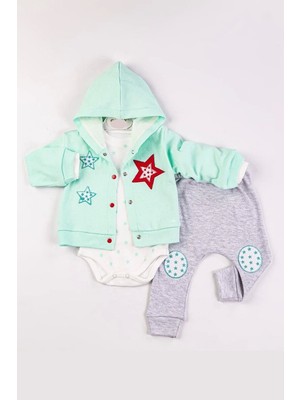 Luord-Store Yıldız Nakışlı Kapişonlu Kız Bebek Takımı