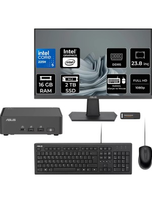 Asus Nuc 15 Pro Slim Intel Core Ultra 5 225H 16GB 2tb SSD 23.8" Fhd Monitör Fdos Mini Masaüstü Bilgisayar & Per4 USB Bellek RNUC15CRKU500002P415
