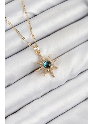 Luord-Store Çelik Zirkon Taşlı Kutup Yıldızı Model Gold Renk Kadın Kolye