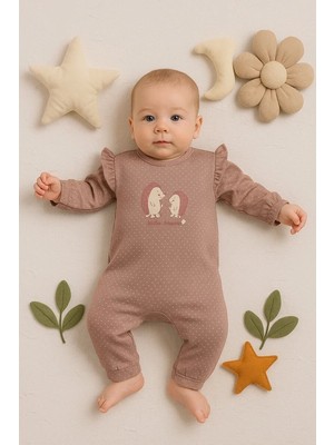 Luord-Store Kirpi Nakışlı % 100 Pamuk Kız Bebek Tulum