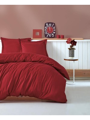 Luord-Store Çift Kişilik Saten Nev Takımı Elegante Stripe Bordo