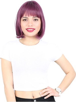 Luord-Store Küt Kahküllü Fiber Sen Peruk / Patlıcan Moru