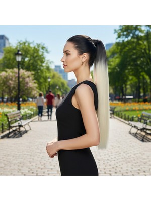 Luord-Store Lastik Tokalı At Kuyruğu Düz / Siyah / Platin Ombre