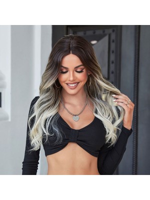 Luord-Store Koyu Kestane Ombre/ Kumral Beyaz Platin Röfleli Tül Peruk