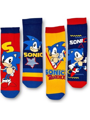 Sonic Lisanslı Erkek Çocuk 4 Çift Soket Çorap 22596
