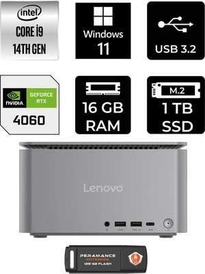 Lenovo Thinkcentre Neo Ultra i9 14900 RTX 4060 16GB RAM 1TB SSD Win11 Pro 12W1001XTRP378 Mini PC + Per4 USB