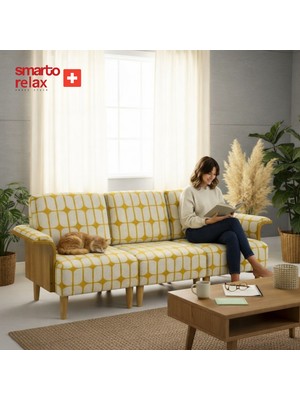 Smarto Relax Istanbul Üçlü Koltuk Takımı 270CM – Kumaş Polyester, Iskelet Ahşap, Ayak Ahşap