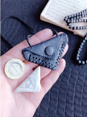 VİP GİFT Kayı Üçgen Cevşen Dualı Kolye Muska Hakiki Deri