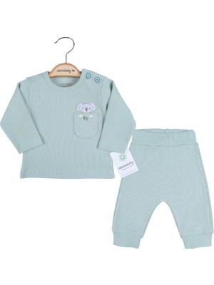 Luord-Store Koala Cep Nakışlı Omuzdan Düğmeli % 100 Pamuk Erkek Bebek Takım