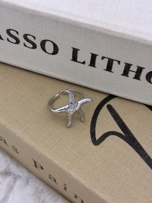 Hedef Bijuteri Gümüş Renk Deniz Yıldızı Model Ayarlanabilir Basıc Pirinç Yüzük