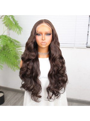 Luord-Store Gür Yoğun Su Daalı Kumral Fiber Sen Uzun Tül Peruk