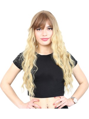 Luord-Store Perçemli Uzun Su Daası Fiber Sen Peruk / Kumral / Sarı Ombreli