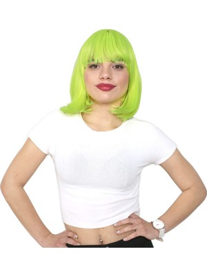 Luord-Store Küt Kahküllü Fiber Sen Peruk / Neon Sarı