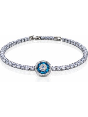 Nur Silver Mavi Göz Çelik Bileklik - NUR-BL92531