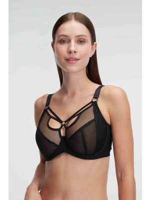 Anıl Tüllü Balenli Desteksiz Yaka Detaylı Toparlayıcı Küçültücü Sütyen 3788