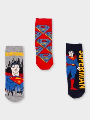 Superman Lisanslı Erkek Çocuk 3 Çift Soket Çorap 20510