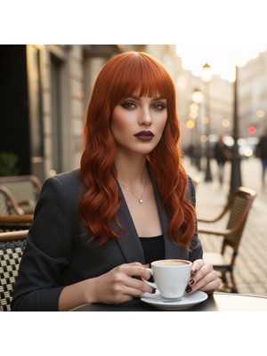 Luord-Store Daalı Kısa Perçemli Fiber Sen Peruk / Bakır