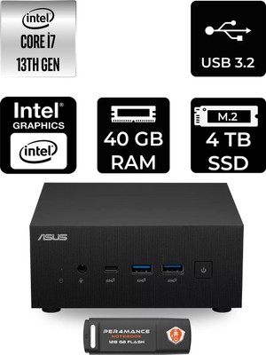 Asus Expertcenter PN64 i7 13700H 40GB RAM 4TB SSD FreeDOS PN64BS70310MDP320 Mini PC + Per4 USB