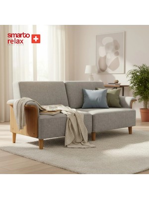 Smarto Relax Kolçaklı 2’li Koltuk 180 cm – Ahşap Iskelet – Polyester Kumaş – Ahşap Ayaklı – 4 Renk