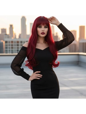 Luord-Store Kahküllü Uzun Daalı Fiber Sen Peruk / Kızıl