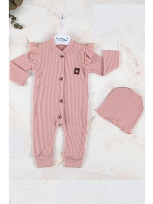 Luord-Store Boydan Düğmeli Şapkalı % 100 Pamuk Kız Bebek Tulumu