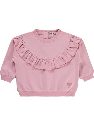 Civil Baby Fiyonk Nakışlı Fırfırlı 6-18 Ay Sweatshirt - Pembe