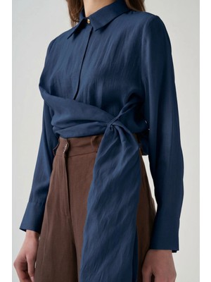 ALLDAY Indigo-Manşet Nakış Detaylı Gömlek