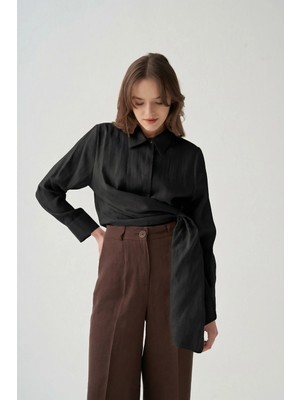 ALLDAY Siyah-Manşet Nakış Detaylı Gömlek