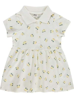 Civil Baby Çiçek Empirme 6-18 Ay Elbise - Ekru