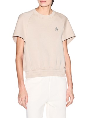 Armani Exchange Kadın Yuvarlak Yaka Kısa Kol Düz Regular Fit Bej Sweatshirt XW002050 AF21298-U6223