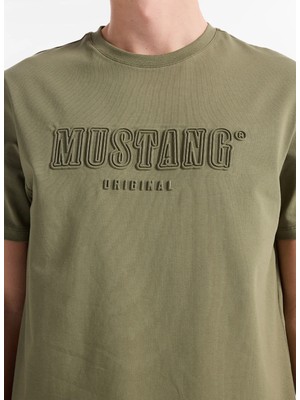 Mustang Koyu Haki Erkek Relaxed Baskılı T-Shirt M5SM-TST1288