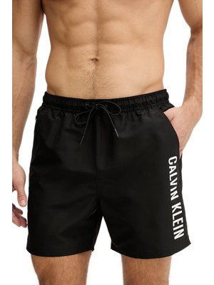 Calvin Klein Erkek Siyah Orta Boy Bağcıklı Deniz Şortu LV00N61047