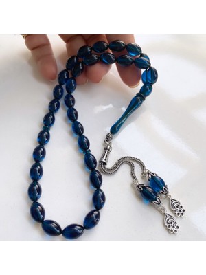 Simurg Jewellery Gümüş Koyu Mavi Renkli Erkek Tesbih
