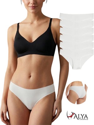 Alya Underwear Basic Lazer Kesim Kadın Bikini Külot Dikişsiz Kadın Slip - Ultra Esnek ve Rahat 6'lı Paket A05 Xl