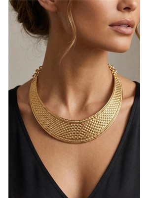 Petek Aksesuar Metalize Petek Choker Tasma Kolye