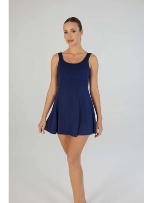 Estiva Kadın Askılı Şortlu Tek Renkli Elbise Mayo