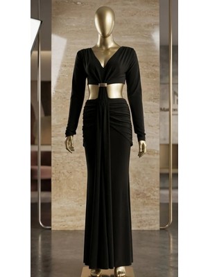 362 Fashion Butik Beli Toka Detaylı Elbise