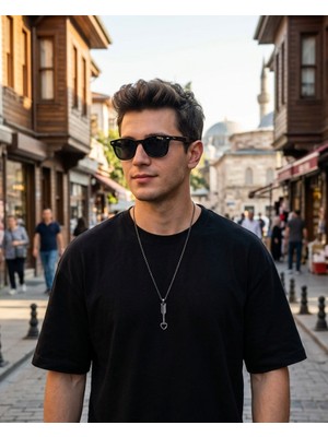Vintage Takı Minimalist Ok Kalp Erkek Kolye : Antik Gümüş Kaplama Ok Temalı Retro Erkek Kolye