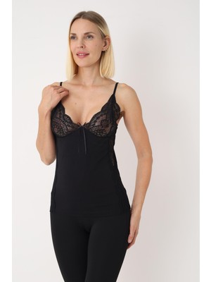 Confeo Kadın Bambu Dantelli Ince Askılı Atlet