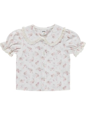 Civil Baby Yaka Fırfırlı Çiçek Baskılı 6-18 Ay Gömlek - Ekru