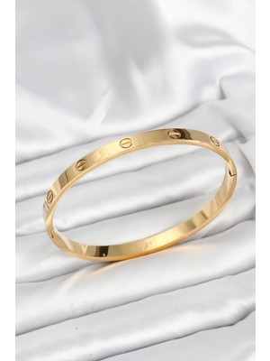 Uslucan Alışveriş 316L Çelik Gold Renk 65 mm Kadın Kelepçe Bileklik